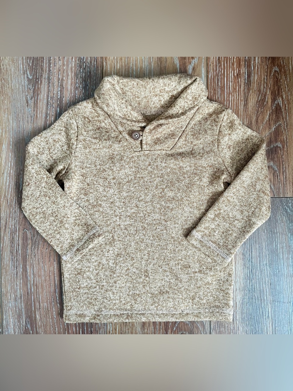 NWOT Jumping Beans Heathered Brown Button Neck Sweater Size 18 Months